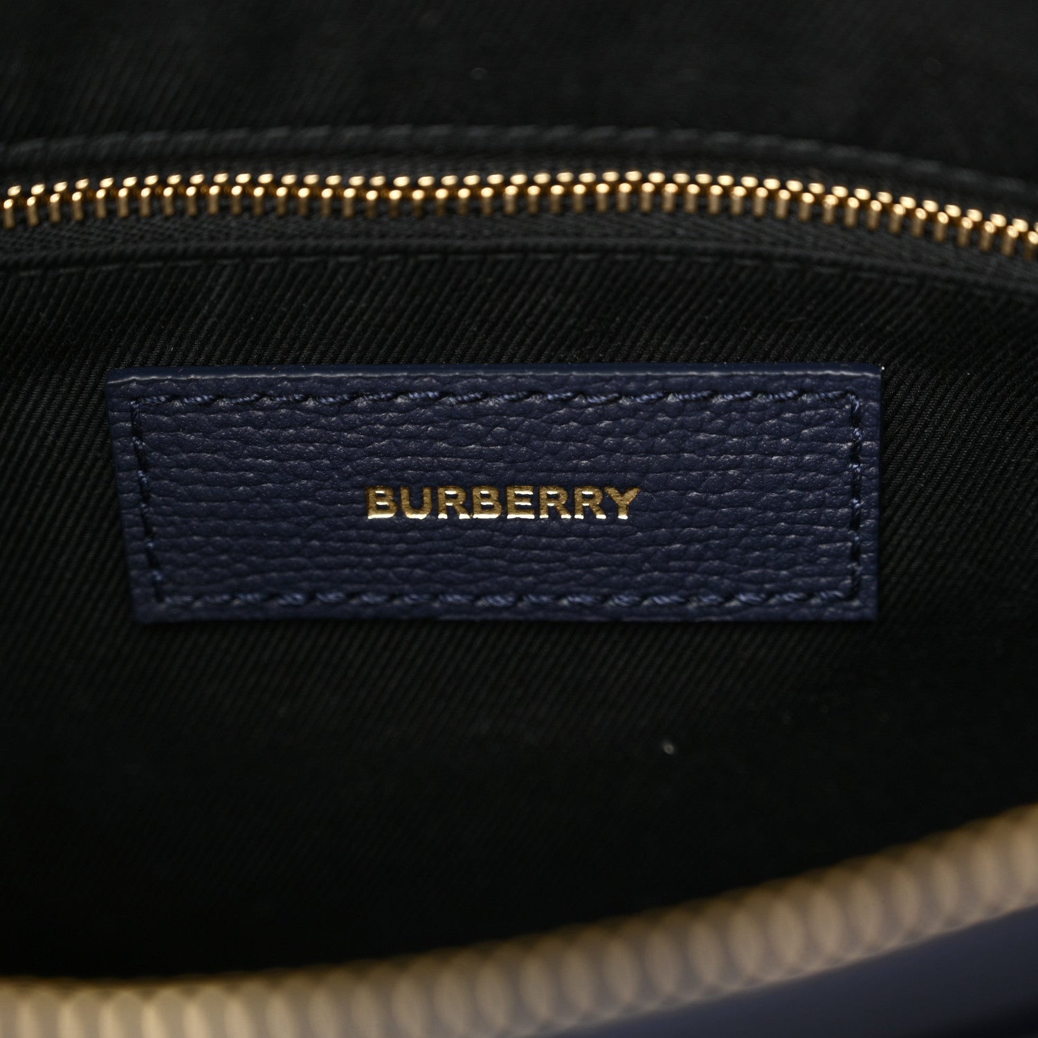 Burberry Derby Calfskin Vintage Check Medium Banner Tote Regency Blue 7 of 11