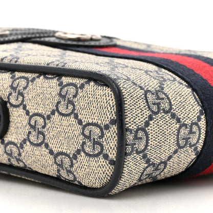 Gucci GG Supreme Monogram Textured Calfskin Web Mini Ophidia Messenger Beige Blue 10 of 11