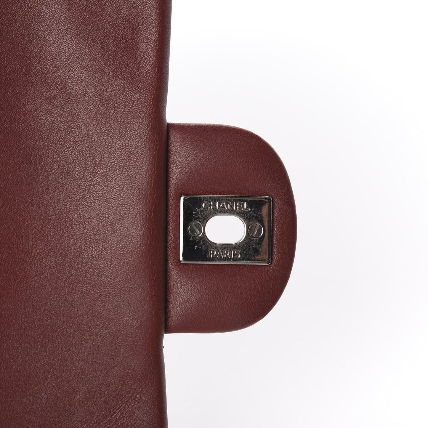 Patent Calfskin Quilted Mini Rectangular Flap Dark Red