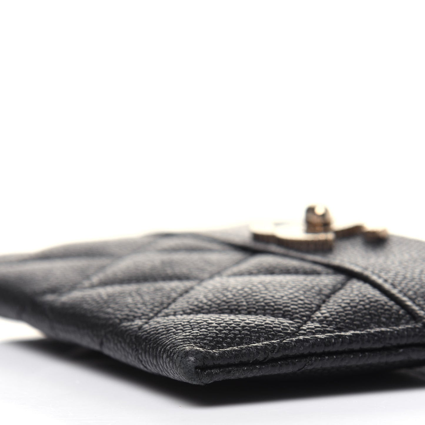 Caviar Quilted Vintage Mademoiselle Card Holder Black