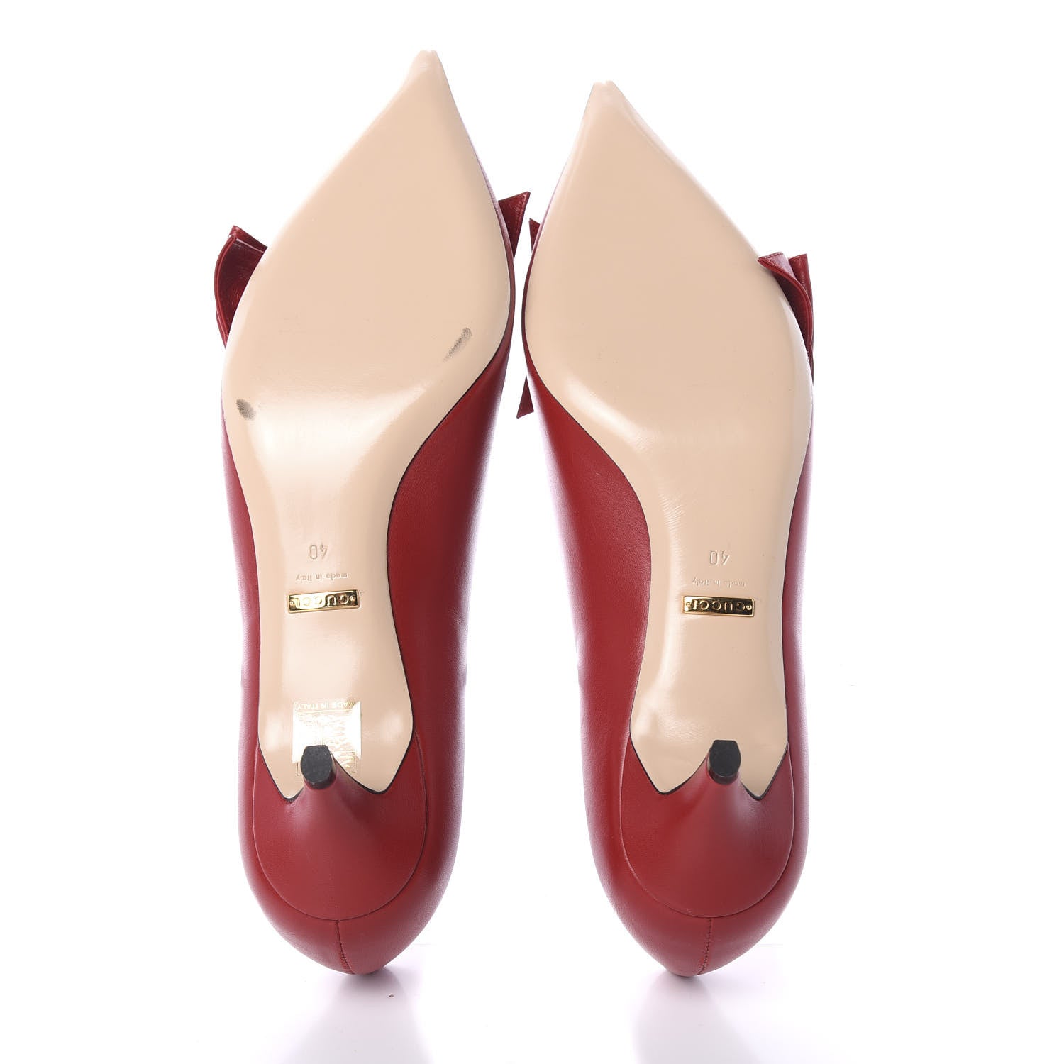 Gucci Nappa Queen Margaret Low Heel Pumps 40 Hibiscus Red 7 of 7