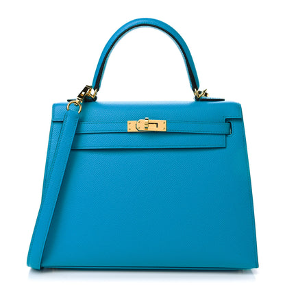 Hermes Epsom Kelly Sellier 25 Bleu Frida 1 of 11