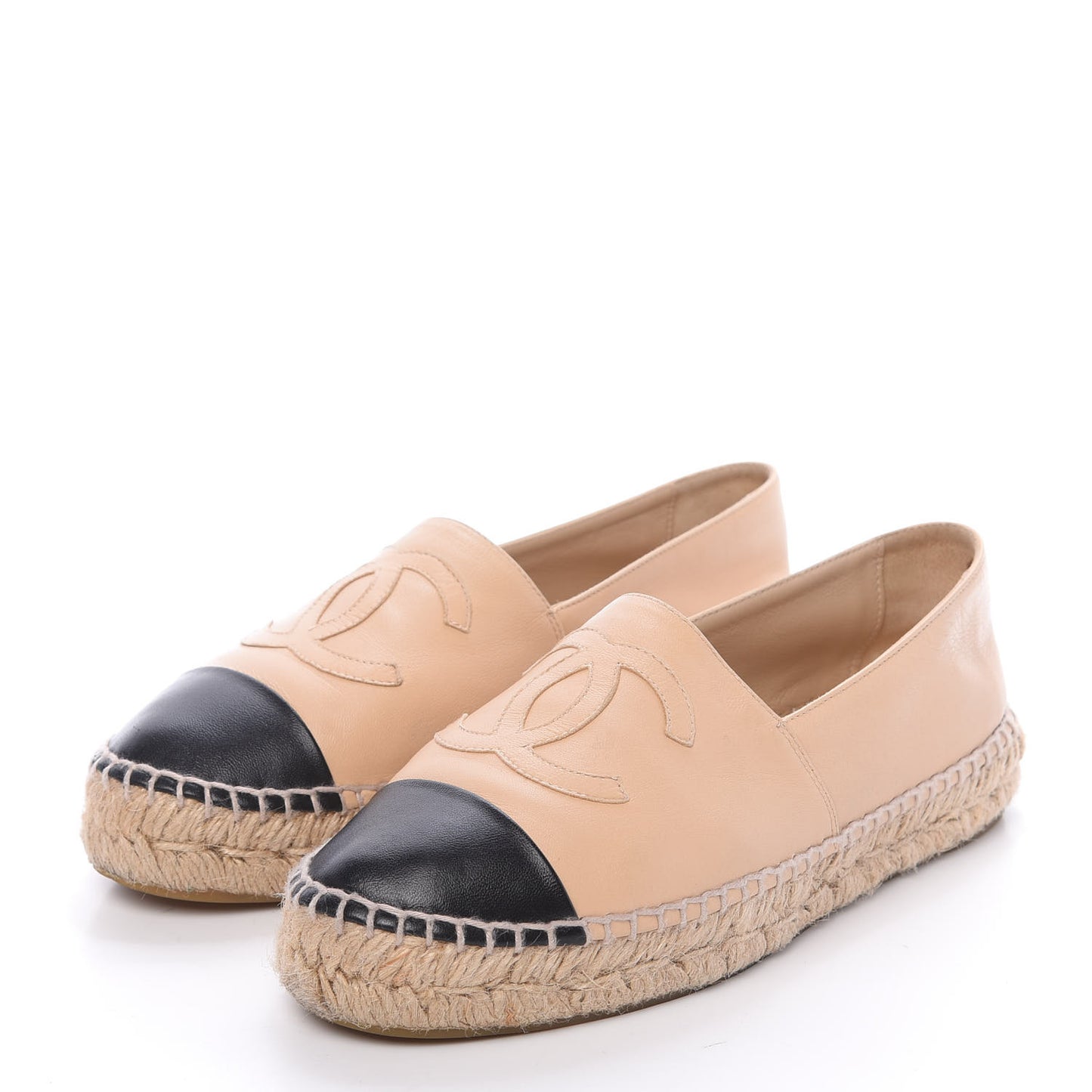 Lambskin CC Espadrilles 38 Beige Black