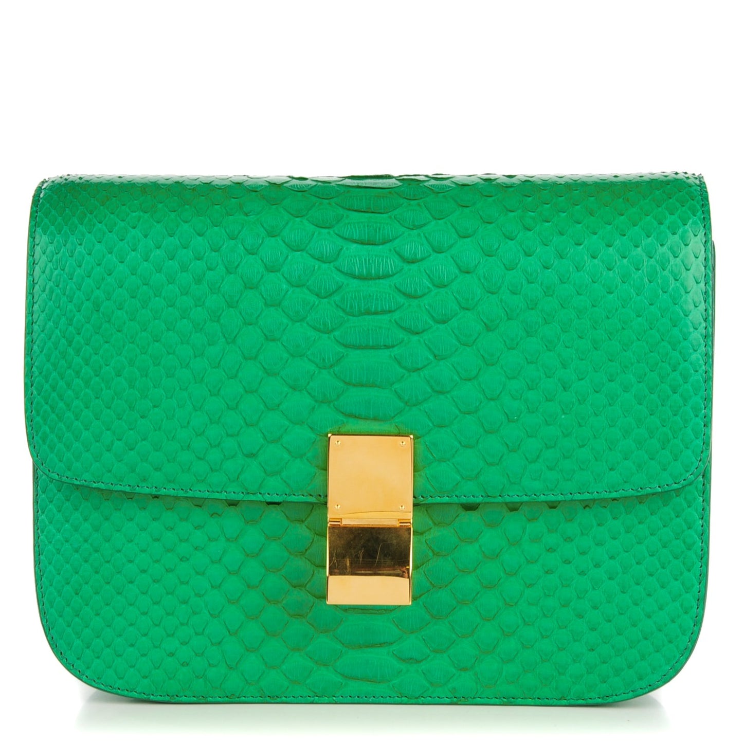 Python Medium Classic Box Flap Bag Grass Green