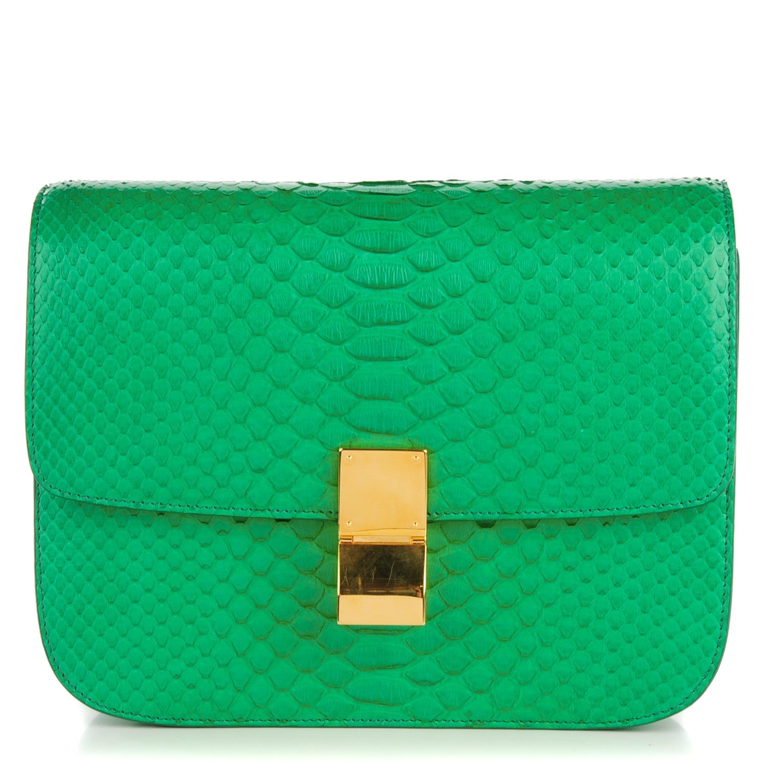 Celine Python Medium Classic Box Flap Bag Grass Green 1 of 7