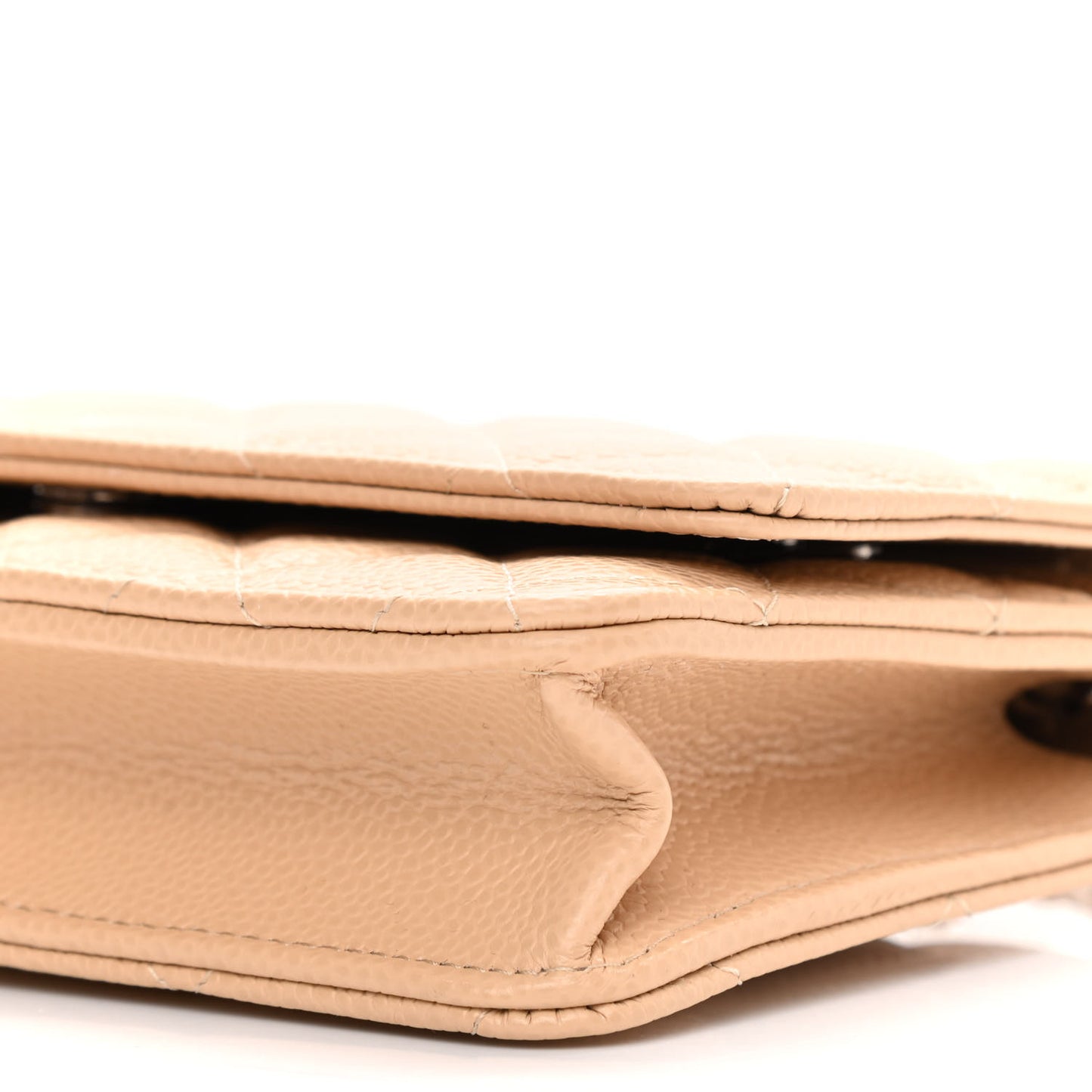 Caviar Quilted Wallet On Chain WOC Beige