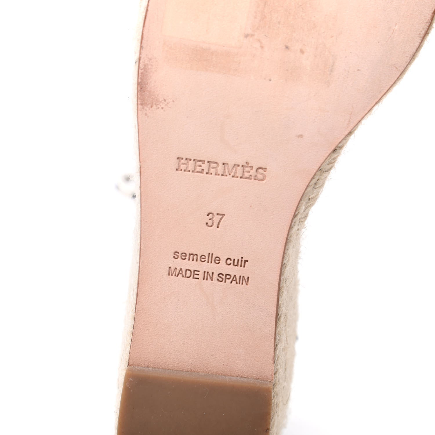 Hermes Calfskin Tivoli Espadrille Wedge Sandals 37 Black 7 of 9