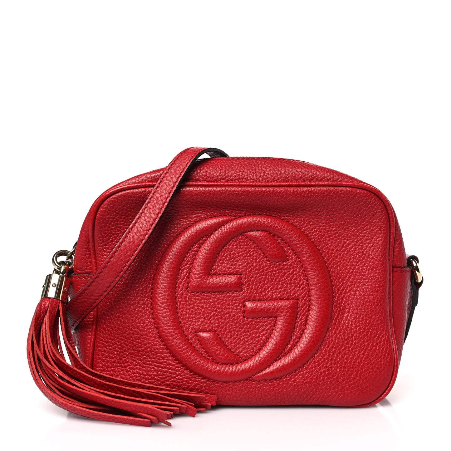 Pebbled Calfskin Small Soho Disco Bag Vibrant Red