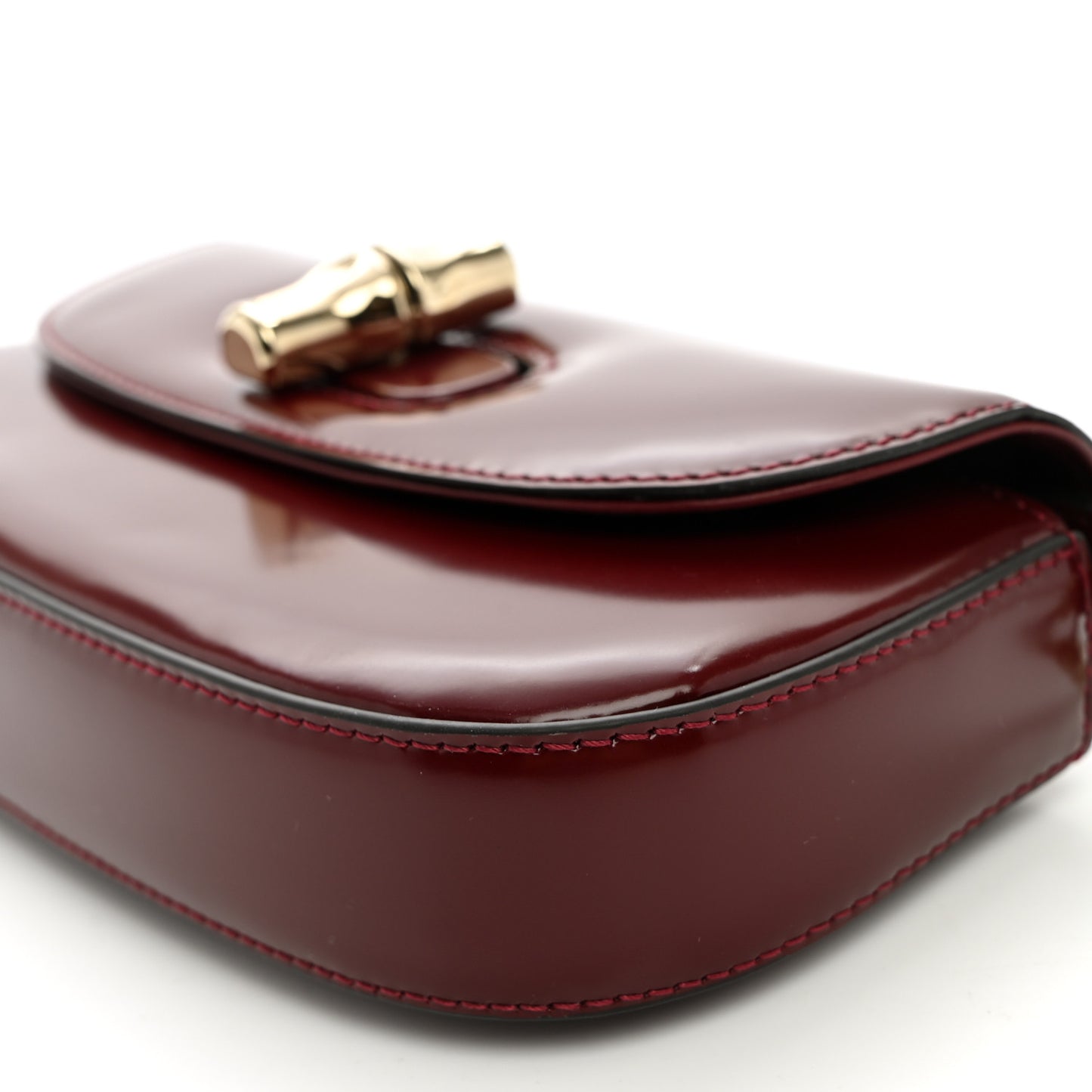 Shiny Calfskin Small Bamboo Night Bag Rosso Ancora