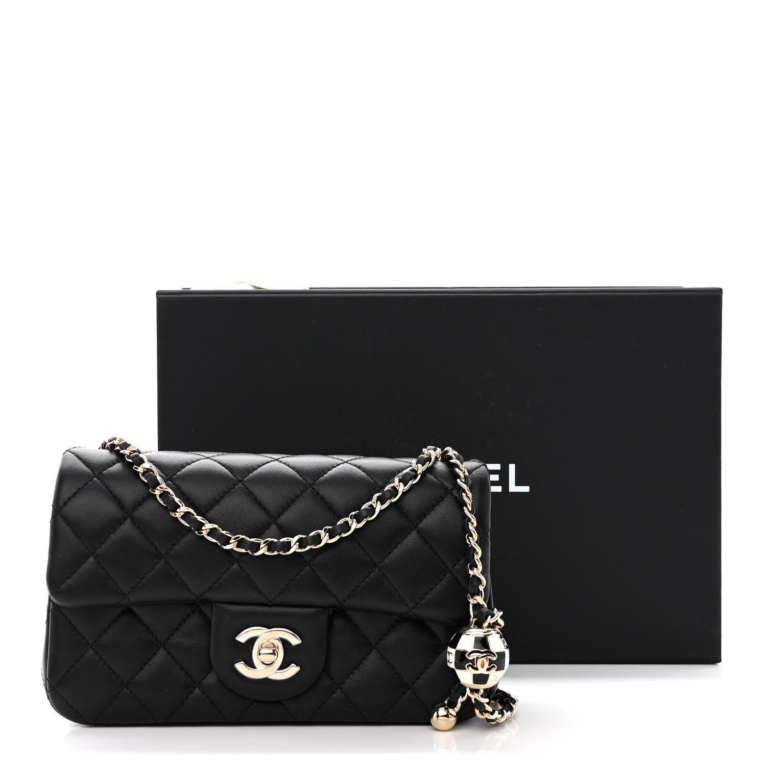 Chanel Lambskin Quilted Enamel Mini Rectangular Pearl Crush Flap Black 12 of 12