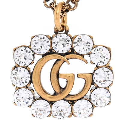 Gucci Crystal Embellished Double G Necklace Aged Gold 4 of 12