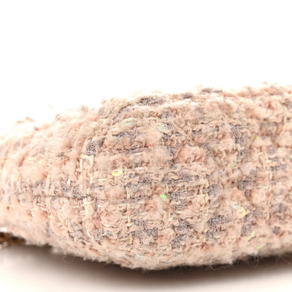 Chanel Cotton Wool Tweed Sequin Quilted Shiny Coco Clutch With Chain Light Pink Beige Ecru 8 of 12