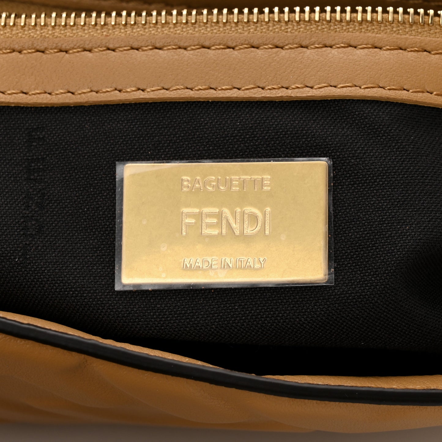 Nappa FF 1974 Embossed Baguette Miele Scuro