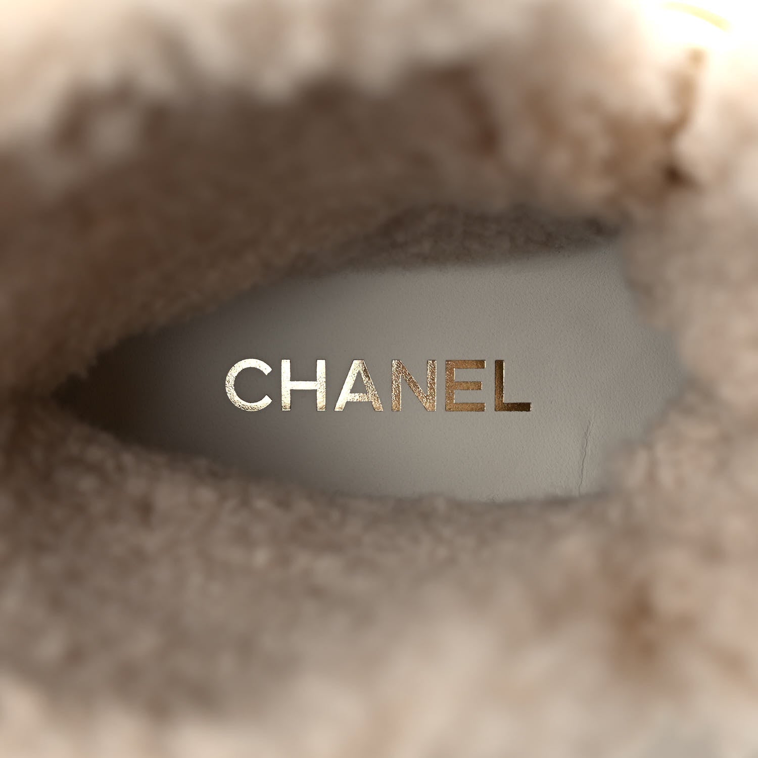 Chanel Shiny Crumpled Calfskin Velvet Shearling Lace Up Boots 38.5 Ivory 7 of 7
