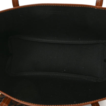 Versace Coated Canvas Calfskin Small La Greca Signature Shopper Tote Bag Black Caramel 5 of 7