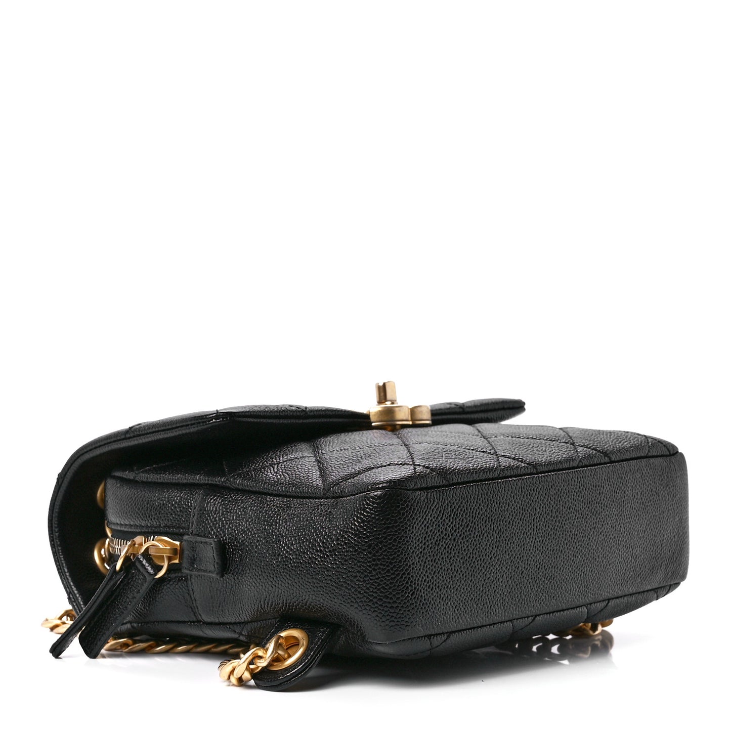 Shiny Caviar Quilted Chain Melody Backpack Black