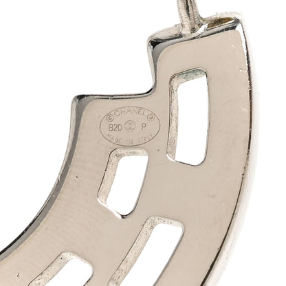 Chanel Baguette Crystal CC Hoop Earrings Silver Black 4 of 4