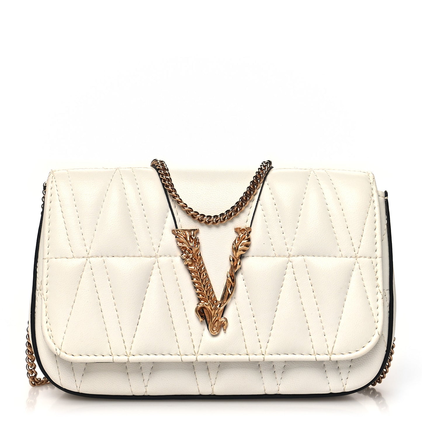Nappa Quilted Virtus Evening Bag White