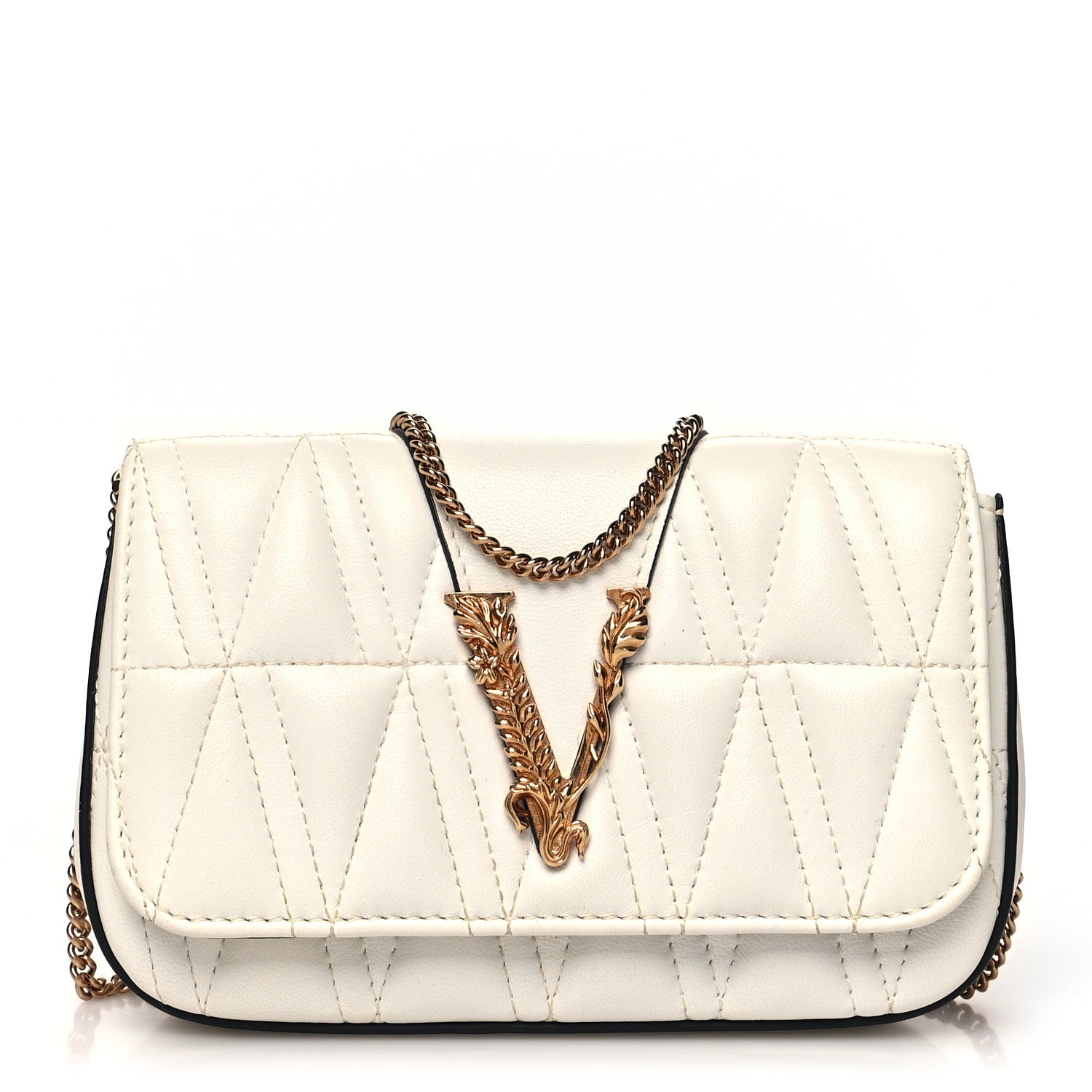 Versace Nappa Quilted Virtus Evening Bag White 1 of 12