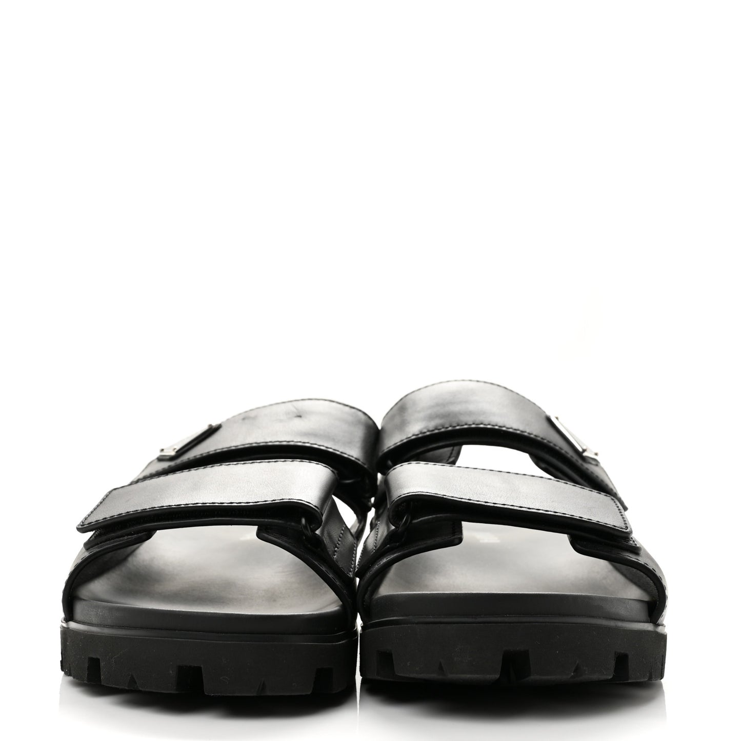 Vitello Sport Triangle Logo Mens Strap Sandals 11 Black