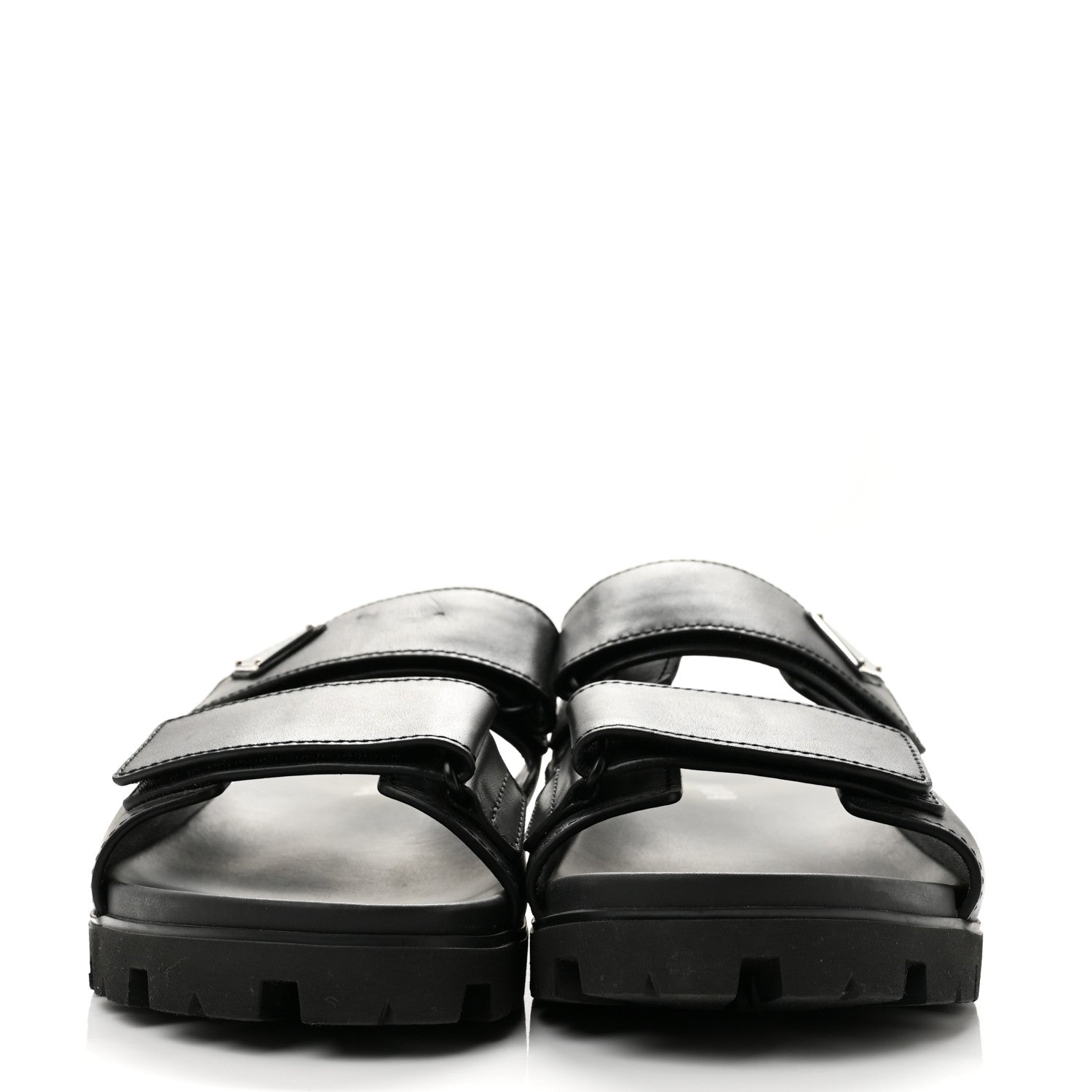 Prada Vitello Sport Triangle Logo Mens Strap Sandals 11 Black 3 of 10