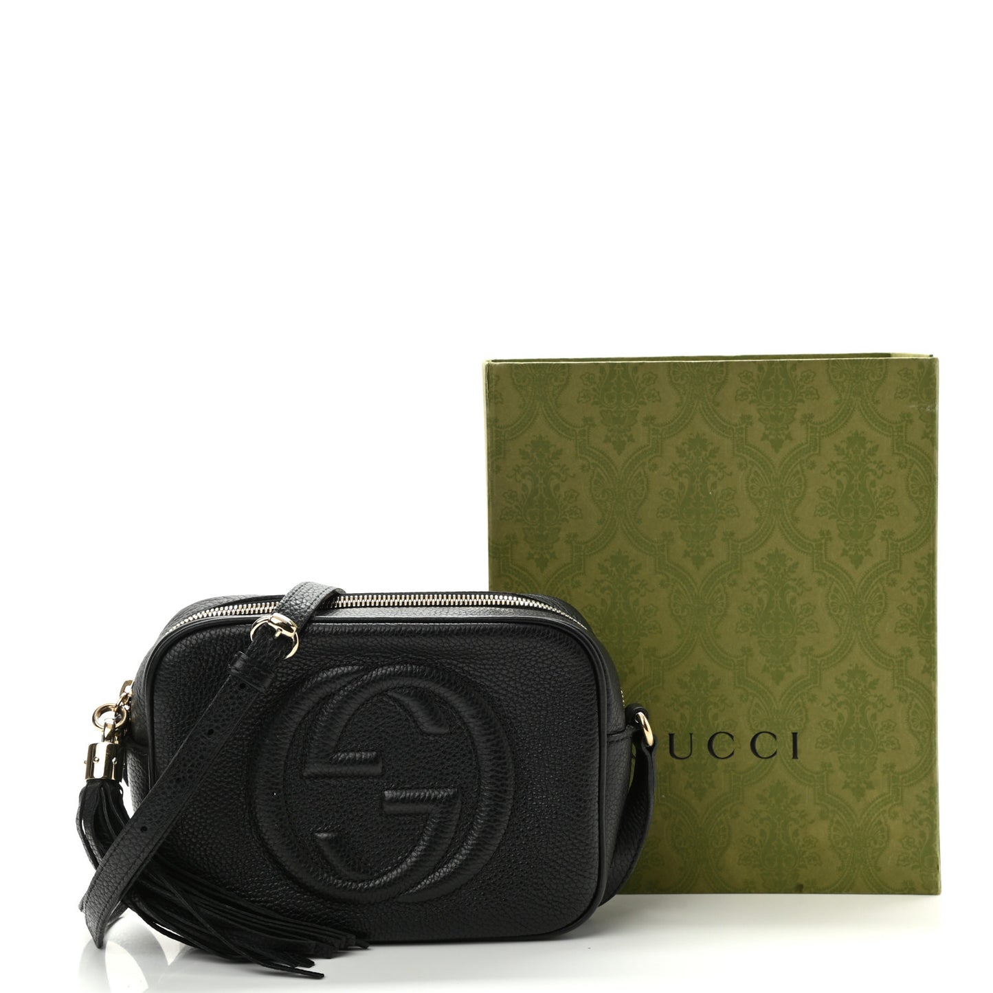 Pebbled Calfskin Small Soho Disco Bag Black