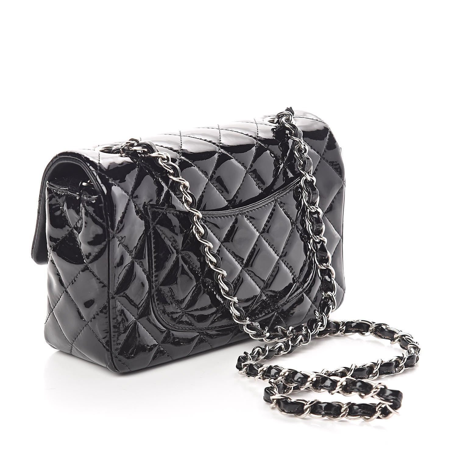Chanel Patent Calfskin Quilted Mini Rectangular Flap Black 3 of 10