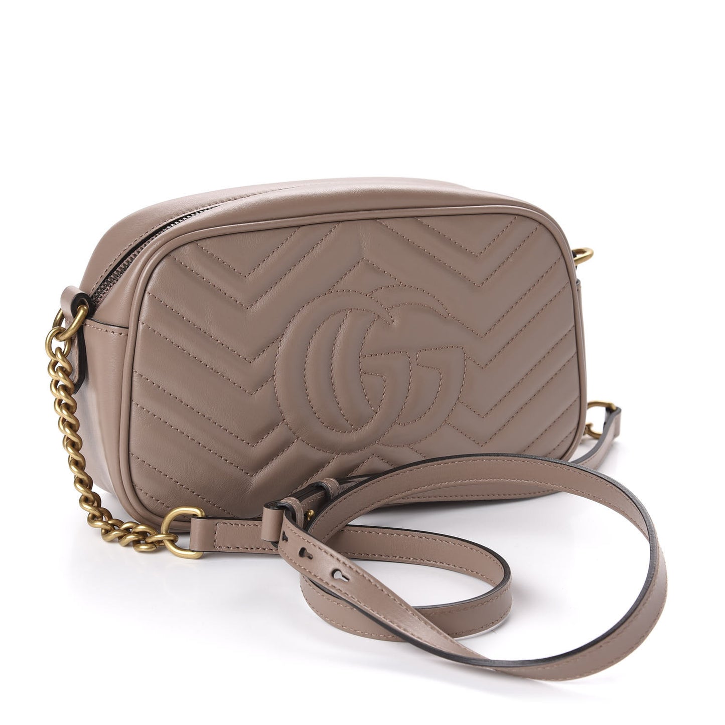 Calfskin Matelasse Small GG Marmont Chain Shoulder Bag Porcelain Rose