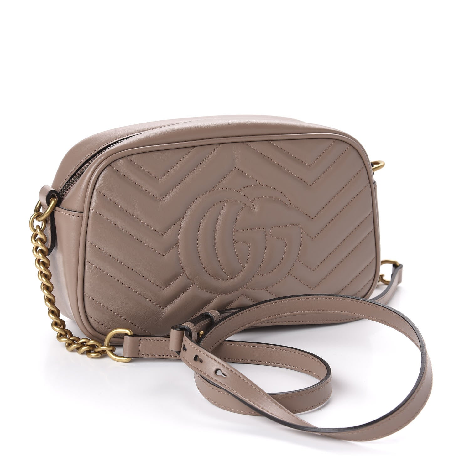Gucci Calfskin Matelasse Small GG Marmont Chain Shoulder Bag Porcelain Rose 3 of 10