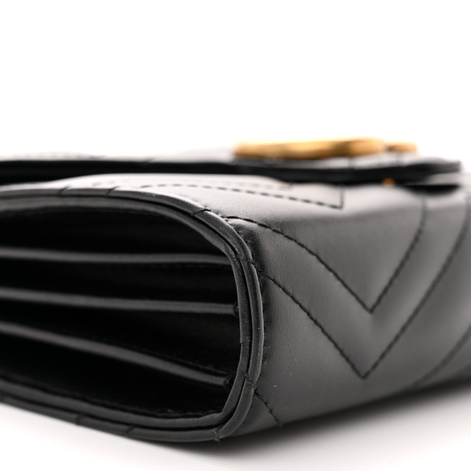 Gucci Calfskin Matelasse GG Marmont Chain Wallet Black 9 of 11