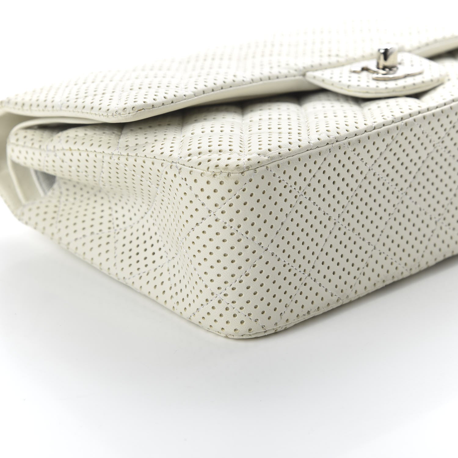 Chanel Lambskin Perforated Medium Double Flap White 5 of 10