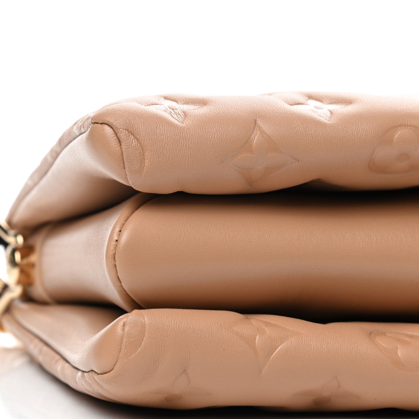 Lambskin Embossed Monogram Coussin PM Camel