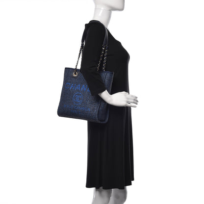 Chanel Lurex Boucle Mini Deauville Tote Blue 2 of 9