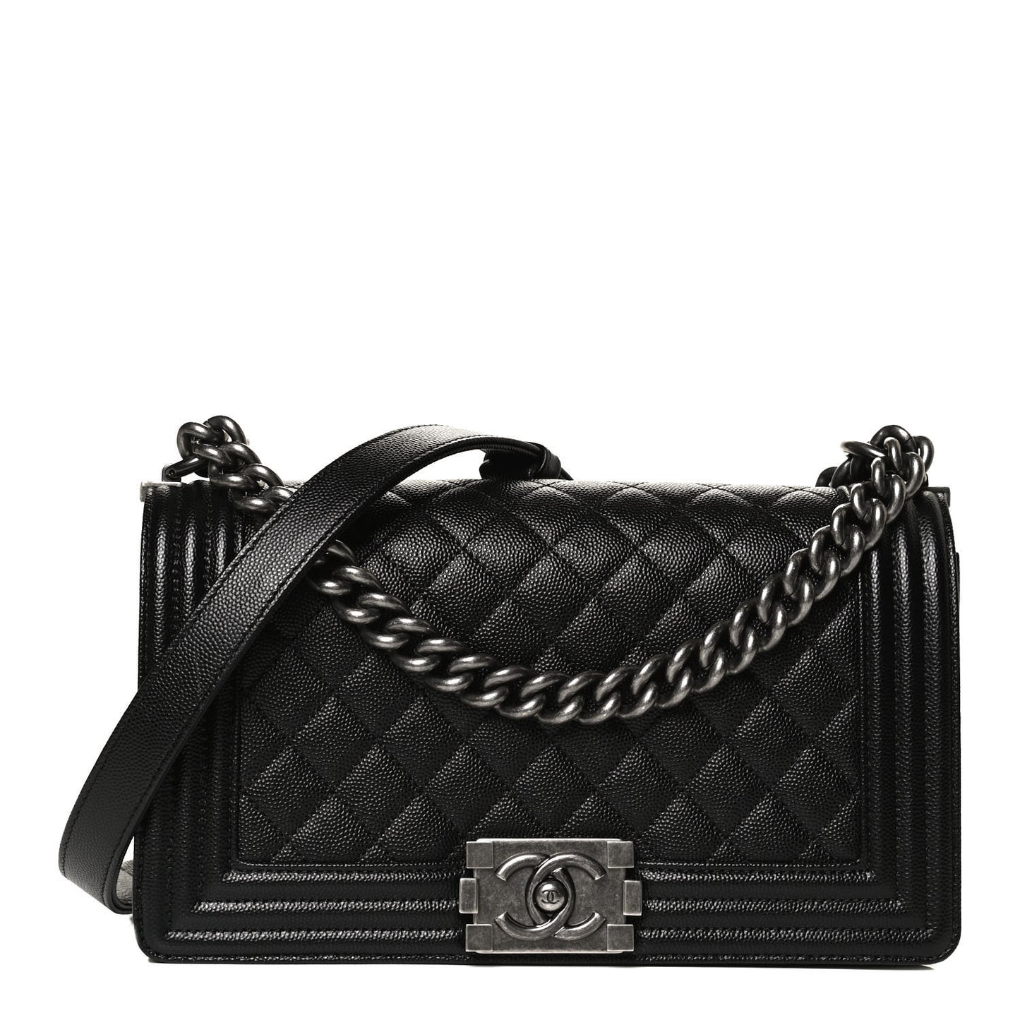 Caviar Quilted Medium Boy Flap Black