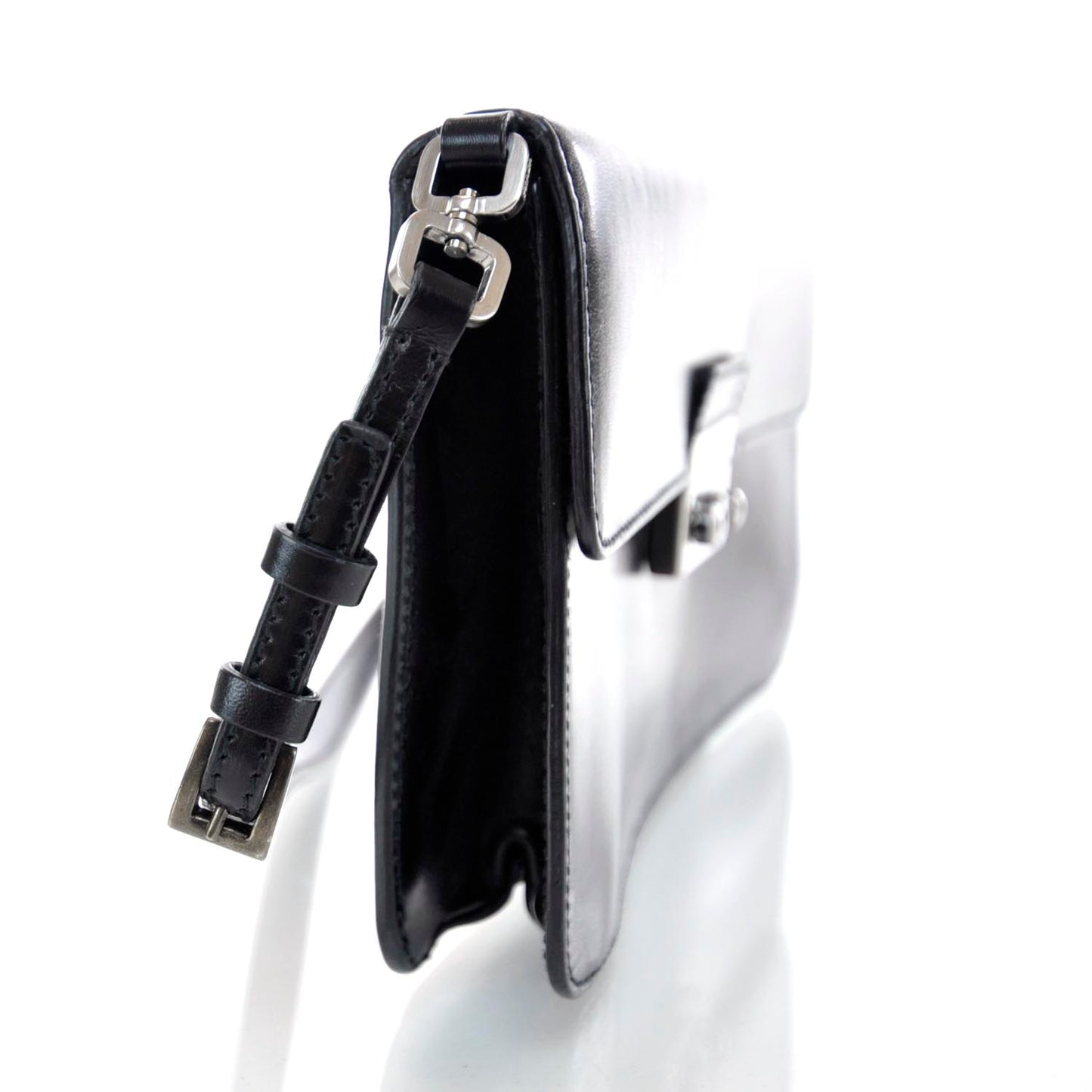 Spazzolato Pushlock Flap Bag Black