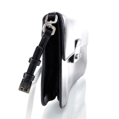 Prada Spazzolato Pushlock Flap Bag Black 6 of 10