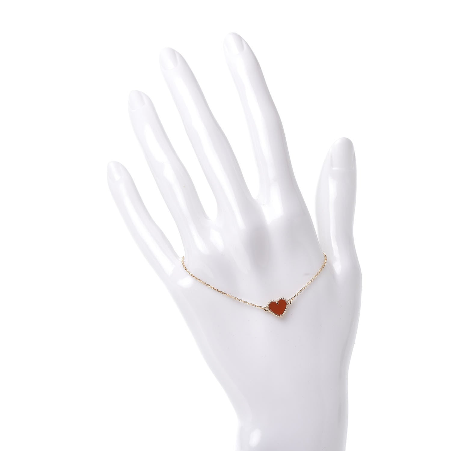Van Cleef & Arpels 18K Rose Gold Carnelian Sweet Alhambra Heart Bracelet 4 of 5