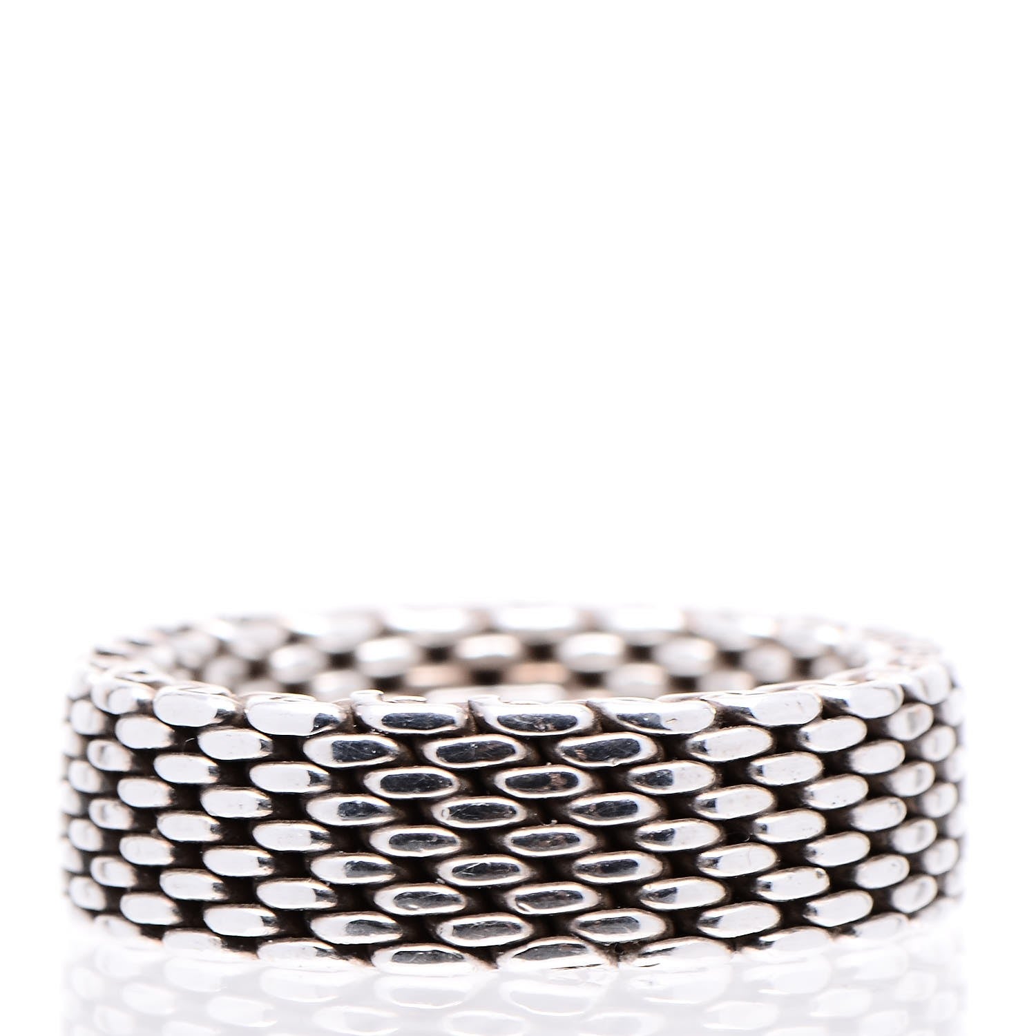 Tiffany Sterling Silver Mesh Somerset Ring 58 8.25 1 of 4