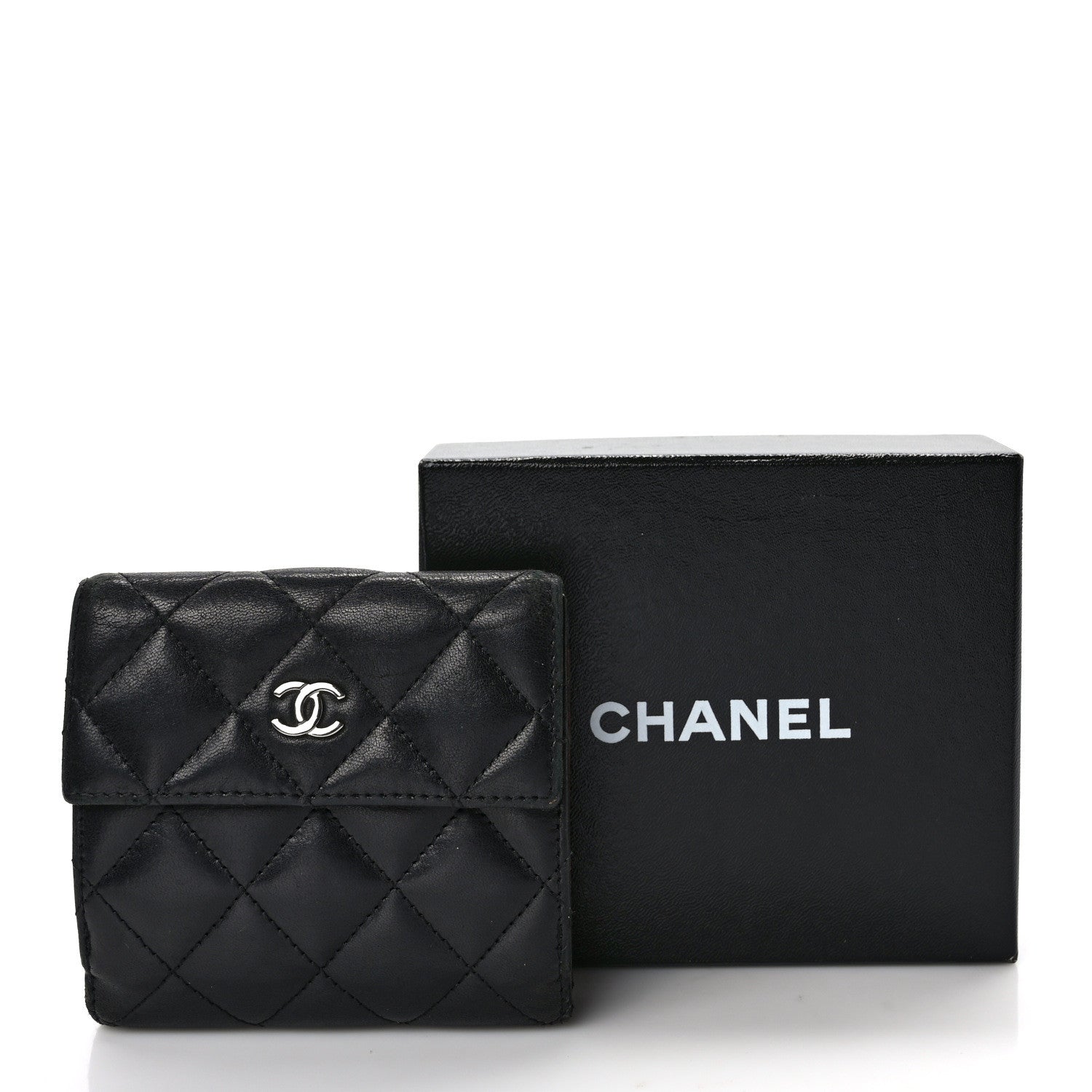 Chanel Lambskin Quilted Compact French Flap Wallet Black 10 of 10