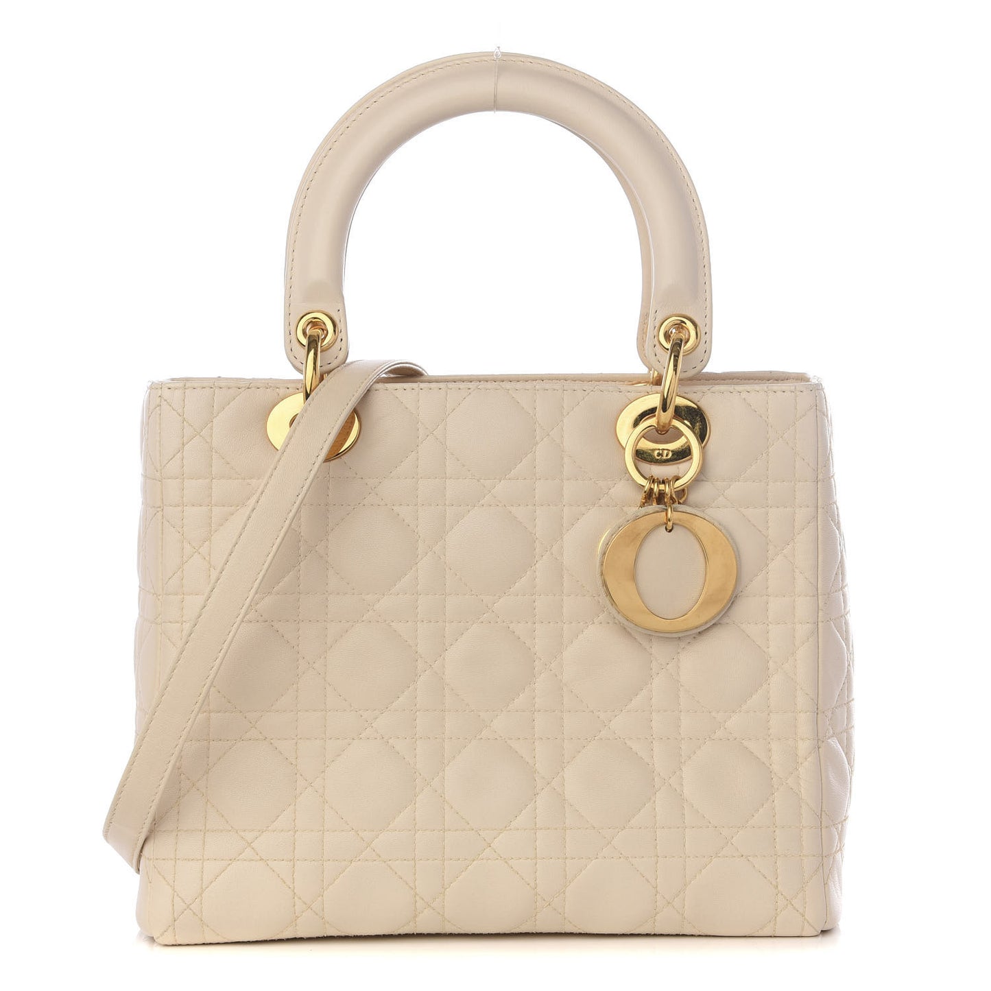 Lambskin Cannage Medium Lady Dior Light Beige