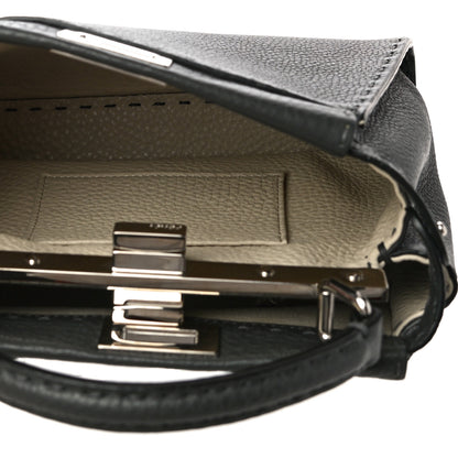 Fendi Cuoio Romano Selleria Bi-Color Mini Peekaboo Iconic Satchel Asfalto Latte 6 of 10