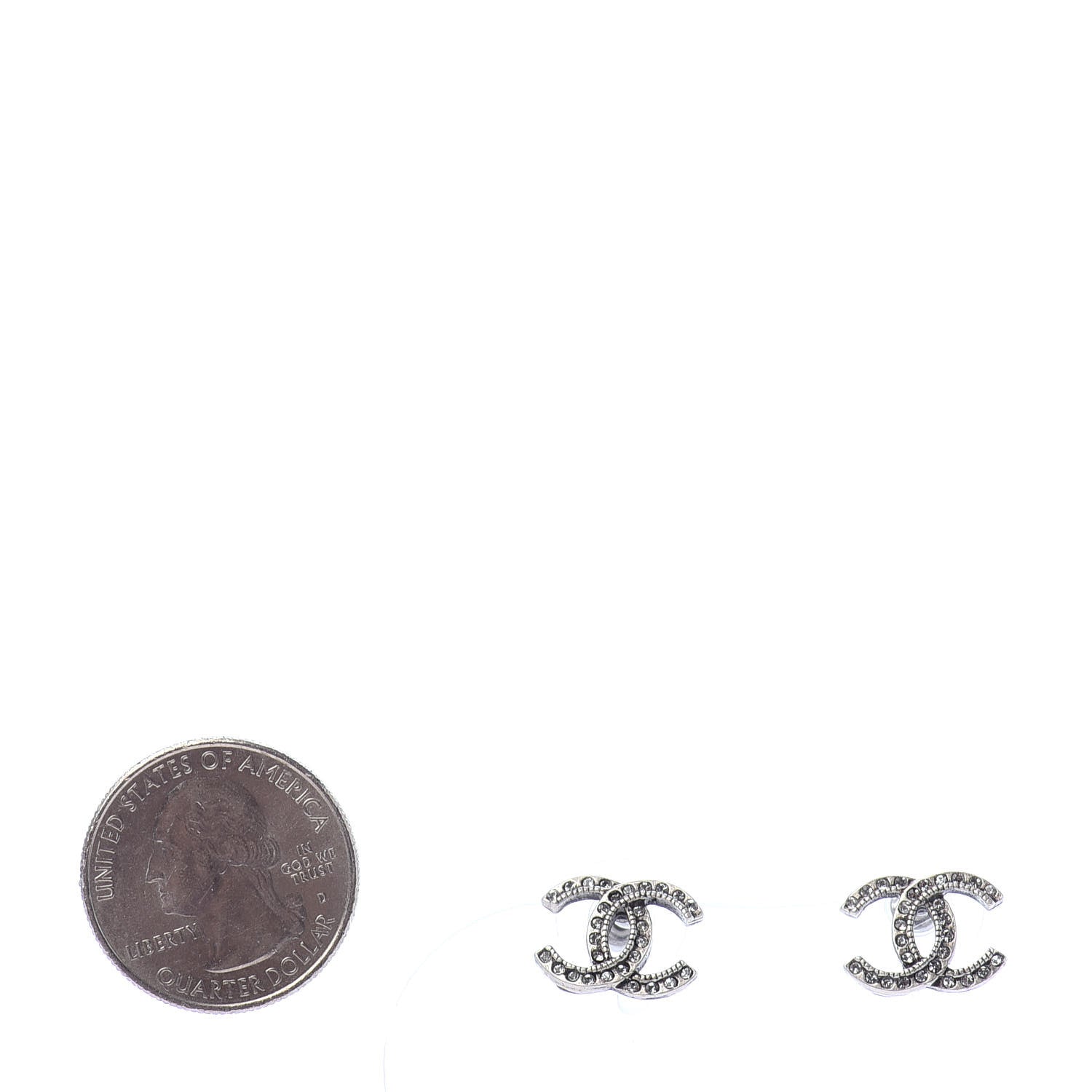 Chanel Crystal Royal Flush CC Stud Earrings Silver 2 of 4