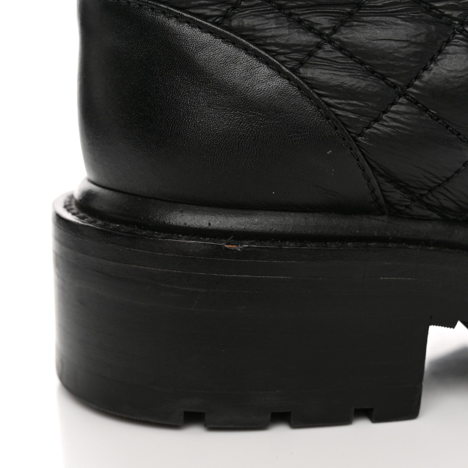 Chanel Shiny Calfskin Quilted Lace Up Combat Boots 35.5 Black 12 of 18