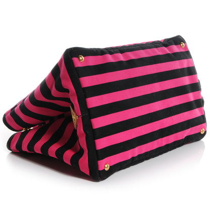 Prada Canapa Striped Tote Fuxia 4 of 9