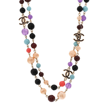 Chanel Metal Enamel Resin Beaded Pearl CC Strand Necklace Multicolor 1 of 6