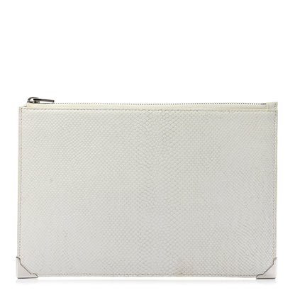 Alexander Wang Calfskin Snakeskin Embossed Prisma Flat Pouch White Silver Hardware 3 of 14