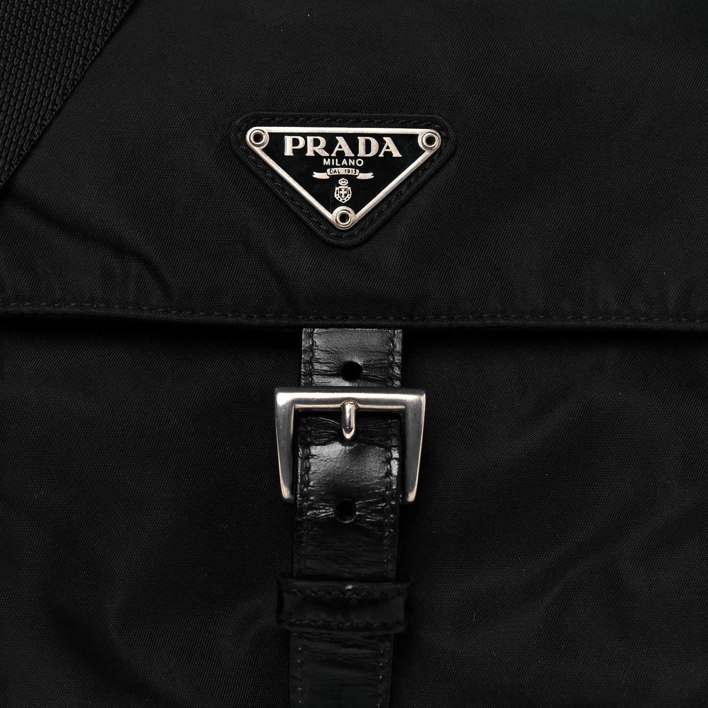 Tessuto Nylon Single Buckle Messenger Bag Black