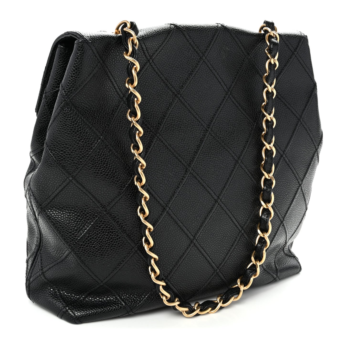 Caviar Diamond Quilted Flap Shoulder Bag Black