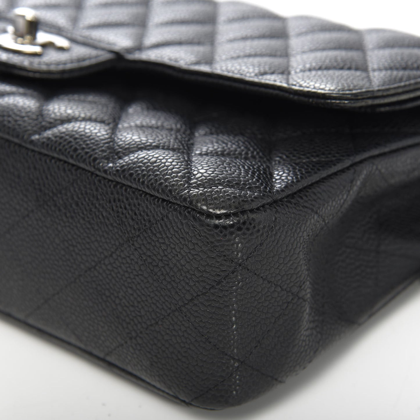 Caviar Quilted Medium Double Flap Black
