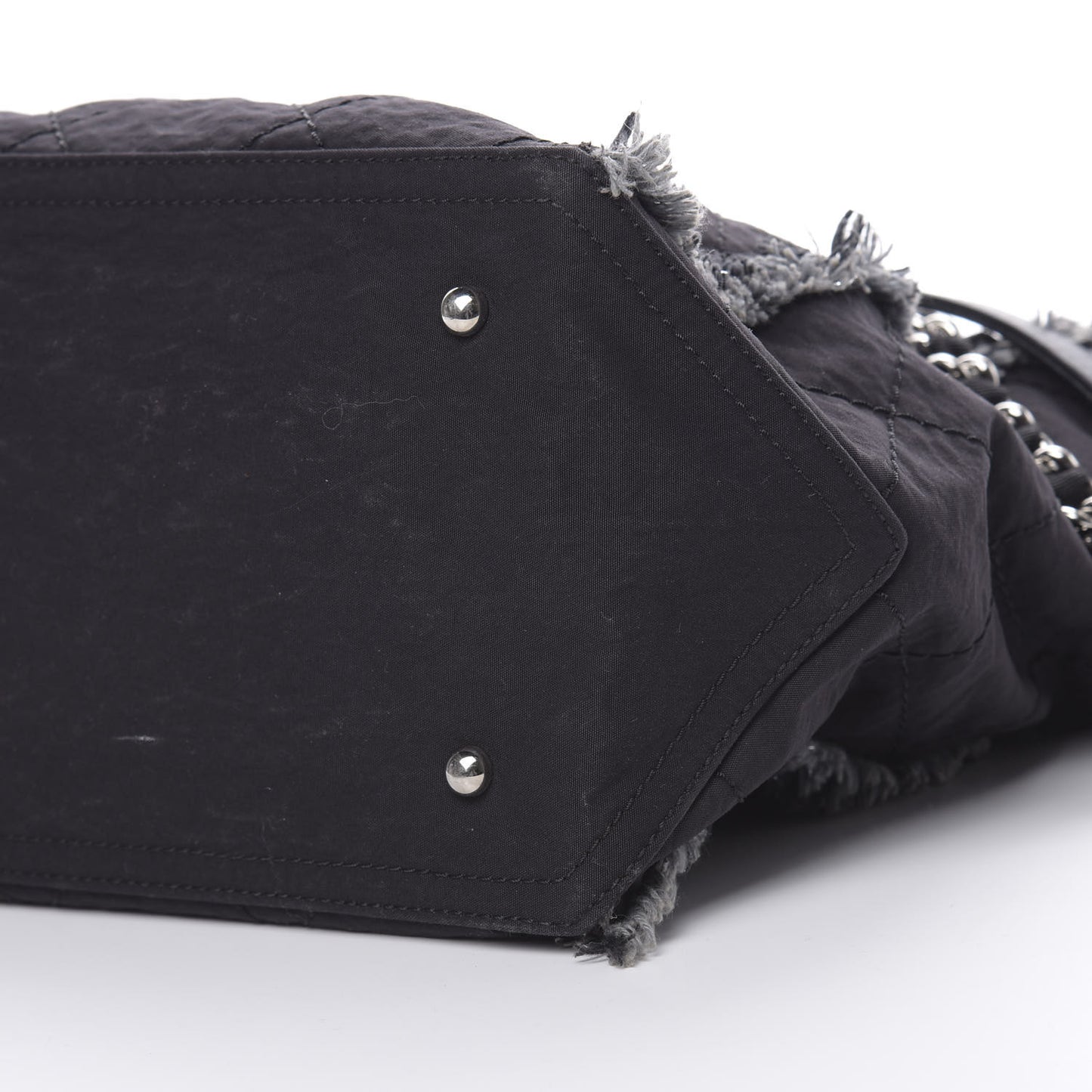 Canvas Stitched Tweed Large Tote Black